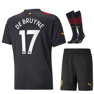 Maillot Kit Enfant Manchester City extérieur 2022 2023 De Bruyne (1)